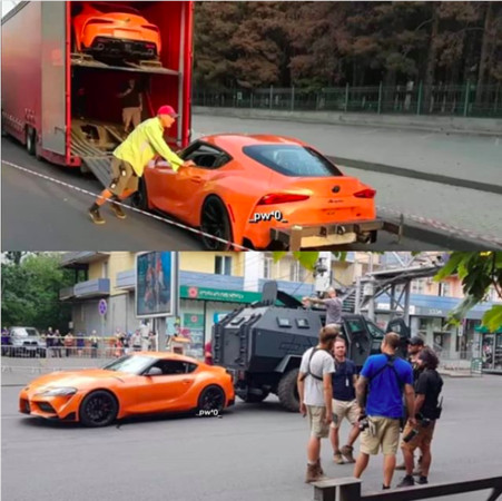 ▲《玩命關頭9》拍攝片場出現2020年橘色Toyota Supra。（圖／翻攝自Instagram／_pw40_）