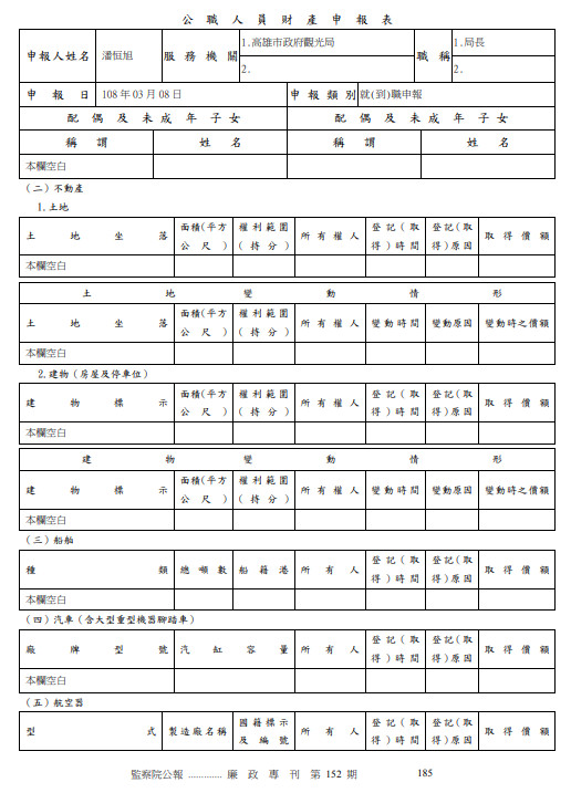 ▲▼潘恒旭財產申報。（圖／翻攝監察院第152期「廉政專刊」）