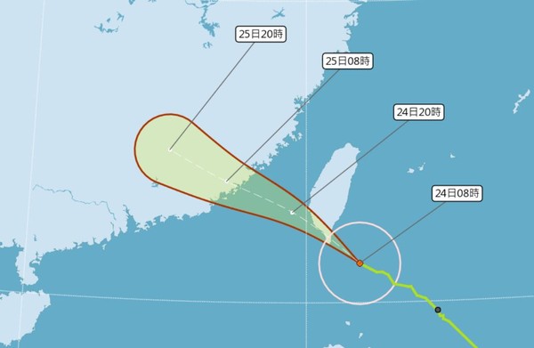 ▲▼白鹿颱風預測路徑。（圖／氣象局）