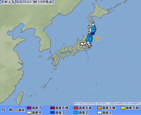 ▲▼0824日本福島地震。（圖／翻攝自日本氣象廳）