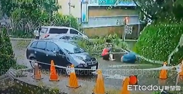 ▲白鹿颱風24日來襲，日月潭地區吹起11級陣風颳倒路樹，砸傷3名路過民眾。（圖／民眾提供）