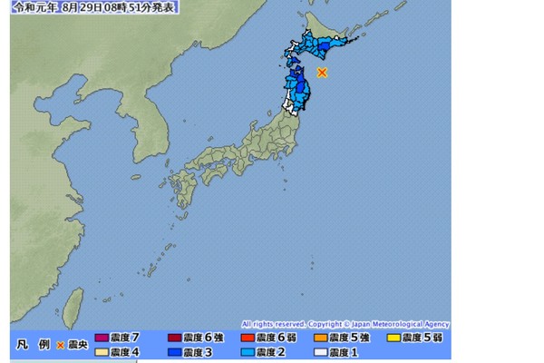 ▲▼北海道外海地震。（圖／日本氣象廳）