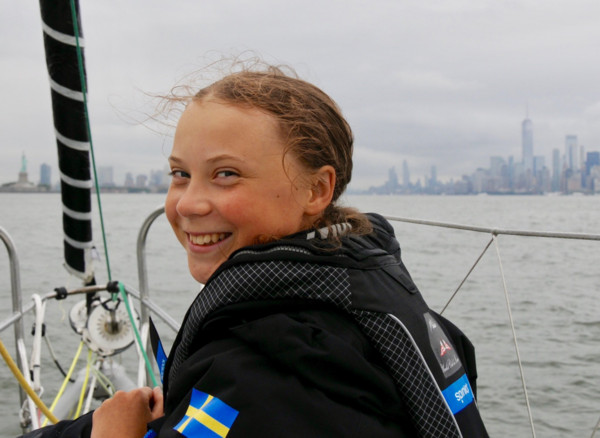▲格蕾塔•桑伯格（Greta Thunberg）搭乘零碳排放帆船前往美國紐約聯合國總部。（圖／翻攝自Greta Thunberg的Twitter）
