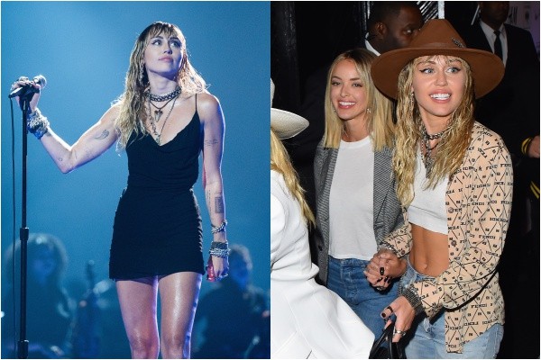 ▲▼麥莉希拉（Miley Cyrus）牽著凱特林卡特（Kaitlynn Carter）的手現身。（圖／CFP） 