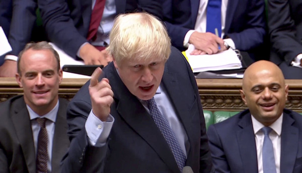 ▲▼英國首相強森（Boris Johnson）在下議院發言。（圖／路透）