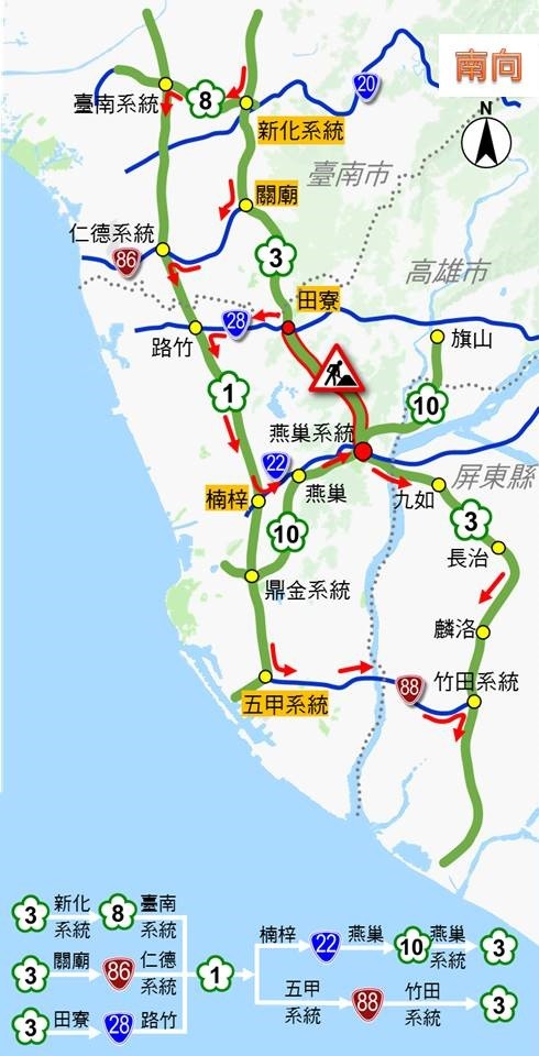 ▲▼南向行車替代路線。（圖／高公局提供）