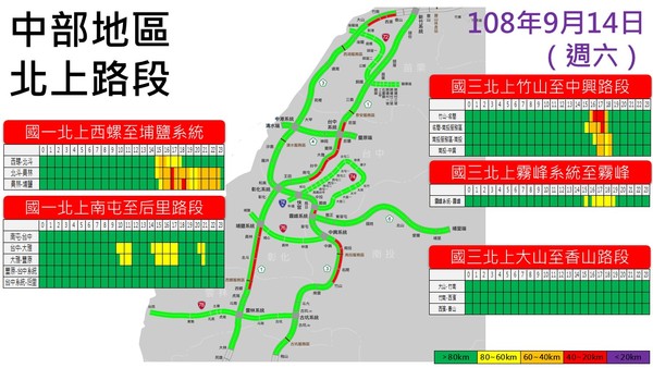 ▲▼14日中部北上易塞路段。（圖／高公局）