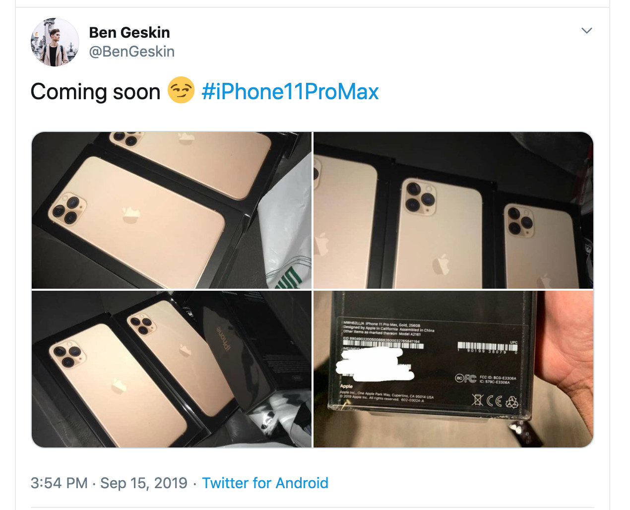 ▲▼iPhone 11 Pro盒裝可能走黑色神祕風。（圖／翻攝自推特）