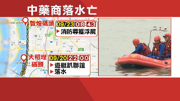 中藥商參加大稻埕遊艇趴「跨船落水」3天後成浮屍留2兒　母淚：快回來。（圖／東森新聞）