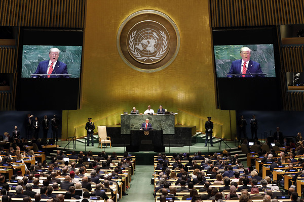 ▲▼川普在第74屆聯合國大會上發表談話。（圖／達志影像／美聯社）