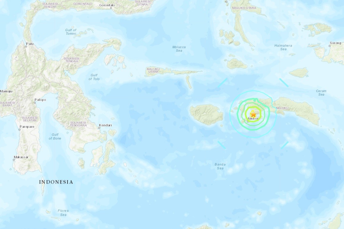 ▲▼印尼希蘭島地震。（圖／USGS）
