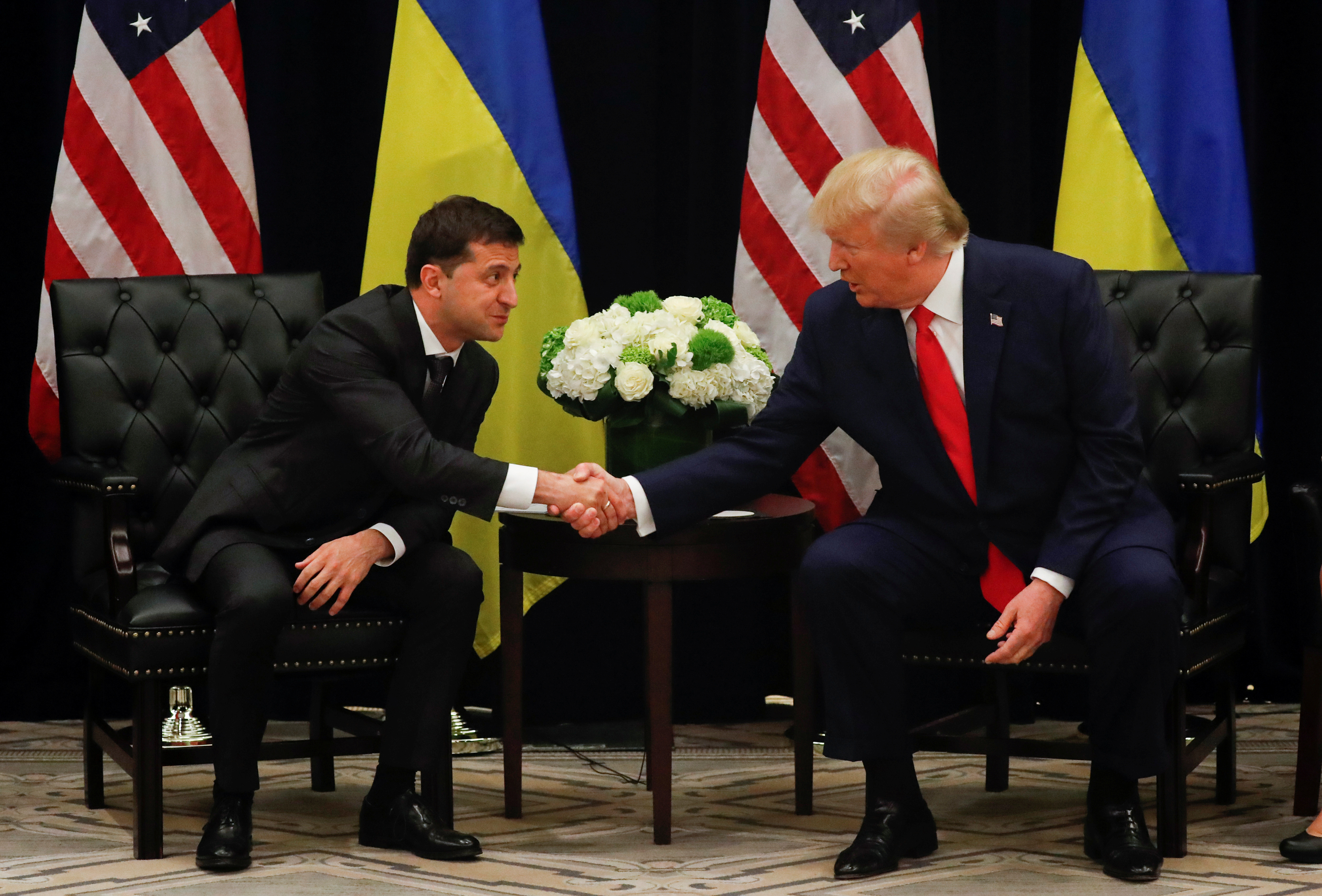 ▲▼美國總統川普（Donald Trump）與烏克蘭總統澤倫斯基（Volodymyr Zelensky）在聯合國大會期間會面。（圖／路透）
