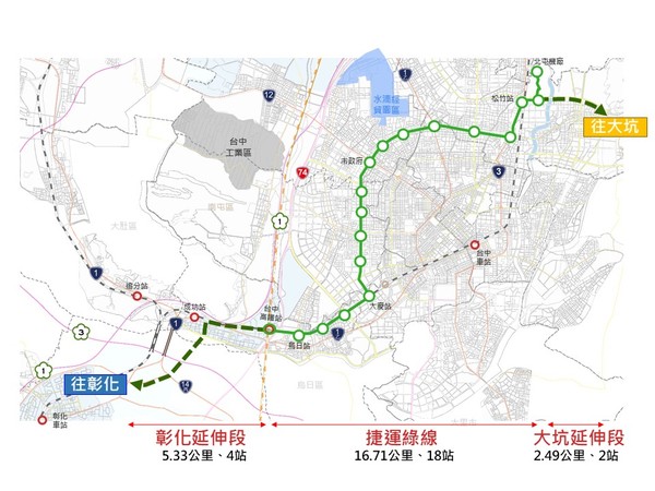 ▲台中市政府爭取捷運綠線延伸至彰化市、大坑風景區。（圖／台中市政府提供）