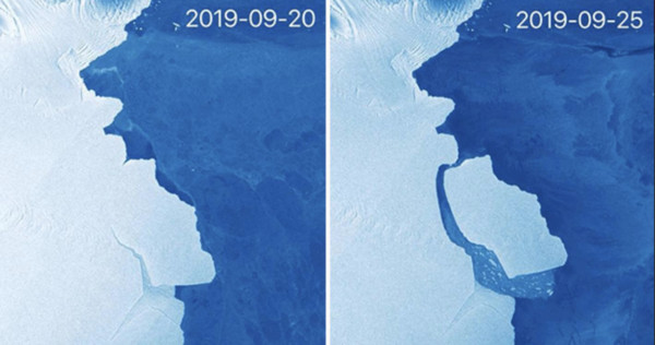 ▲▼南極洲阿梅里冰架（Amery Ice Shelf）分離出3150億噸冰山，被取名為D28。（圖／翻攝Twitter@StefLhermitte）