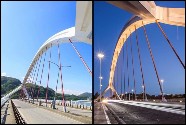 ▲▼南方澳跨海大橋和巴爾克塔橋外型相似。（圖／翻攝自Quique Goberna推特）