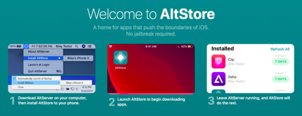 透過作者所開發的「AltStore」，讓模擬器能順利地安裝在 iOS 裝置上。（圖片來源：DELTA 官方網站）
