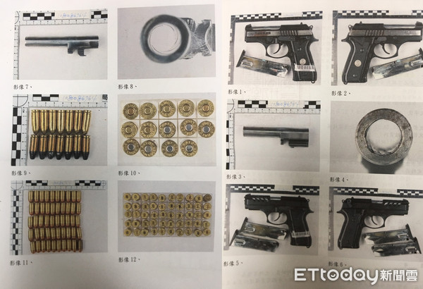 ▲文山二警方逮捕兩名十五份幫成員並起獲大批槍械。（圖／記者張君豪翻攝）