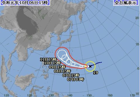 ▲▼哈吉貝路徑圖。（圖／翻攝自日本氣象廳）