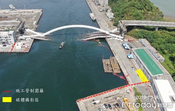 ▲▼第一階段橋拱拆除工程訂於9日8時作業。（圖／港務公司提供）