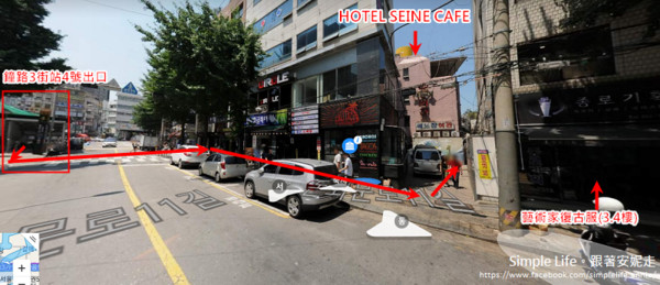 ▲德魯納酒店拍攝景點HOTEL SEINE CAFE。（圖／翻攝自韓巢中文地圖）