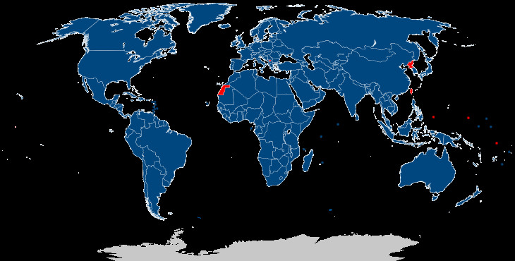 ▲▼國際刑警組織（INTERPOL）成員國涵蓋範圍，紅色為非成員國。（圖／翻攝自維基百科）