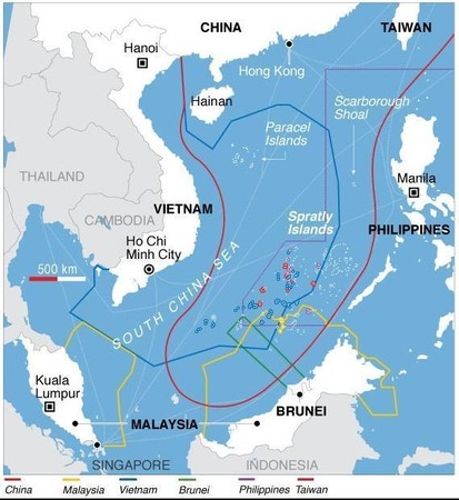 周邊國家對南海的主權聲索。（翻攝自wikipedia）