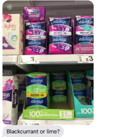 ▲▼英國一名女孩妮姆（Niamh）詢問父親能不能幫忙買幾包衛生棉。（圖／翻攝Twitter@niamhpemx）