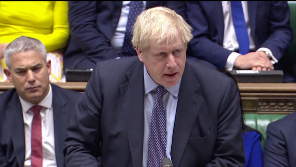 ▲▼英國首相強生（Boris Johnson）在英國下議院發表談話，討論脫歐議題。（圖／路透）
