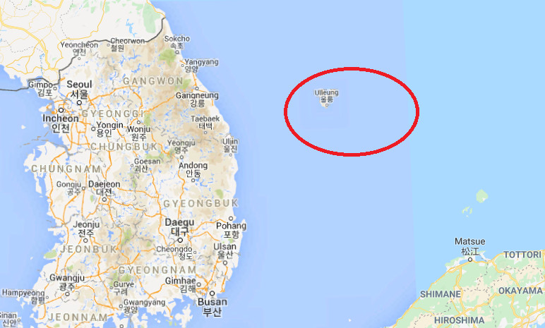 ▲▼南韓直升機墜獨島外海。（圖／翻攝自Google Map）