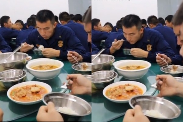 ▲▼上海消防員拿叉子吃飯，原因曝光惹哭網友。（圖／翻攝微博）