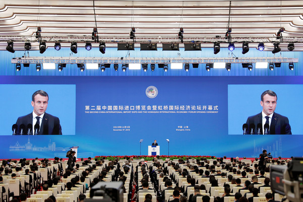 ▲▼法國總統馬克宏（Emmanuel Macron）在上海出席大型進口博覽會。（圖／路透）