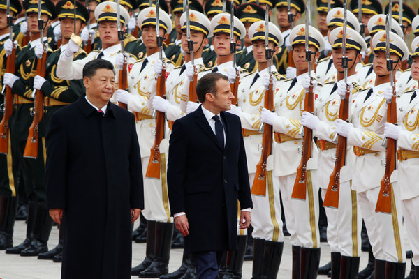 ▲中國國家主席習近平6日於北京人民大會堂與法國總統進行會談。（圖／路透社）