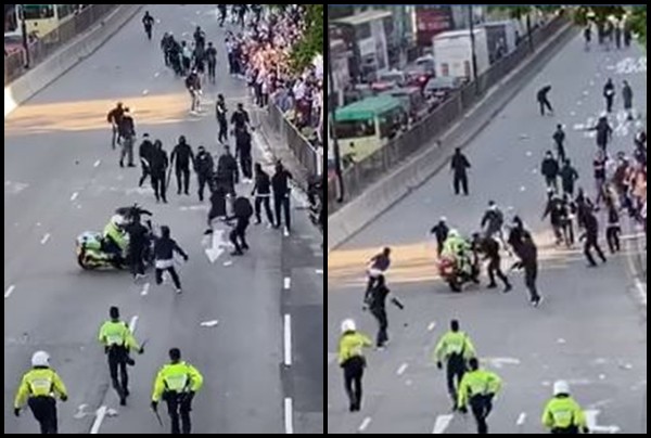 ▲▼港警衝撞示威者。（圖／翻攝自香港臉書論壇）