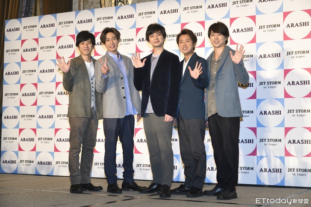 ▲▼ARASHI Jet Storm嵐來台記者會，大野智、櫻井翔、相野雅紀、松本潤、二宮和也。（圖／記者湯興漢攝）