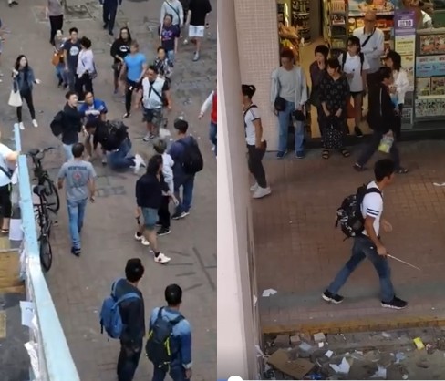 ▲香港上水出現一群持武器男子，無差別攻擊示威者、市民。（圖／翻攝自巴打絲打）