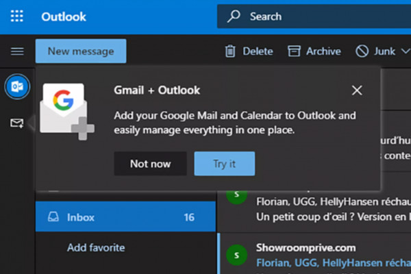 ▲微軟把Gmail整合在Outlook.com裡頭。（圖／翻攝自Twitter／Florian B）