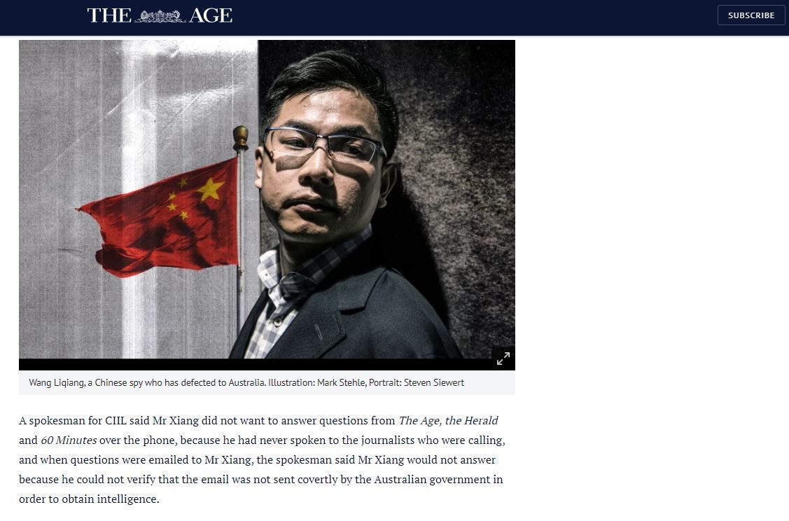▲▼中國間諜王立強（Wang William Liqiang，音譯）自爆干預台灣2020大選。（圖／翻攝自The Age）