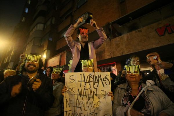 ▲哥倫比亞全國性反政府示威延燒到第三天，圖為首都波哥大（Bogotá）的抗議情況。（圖／路透）