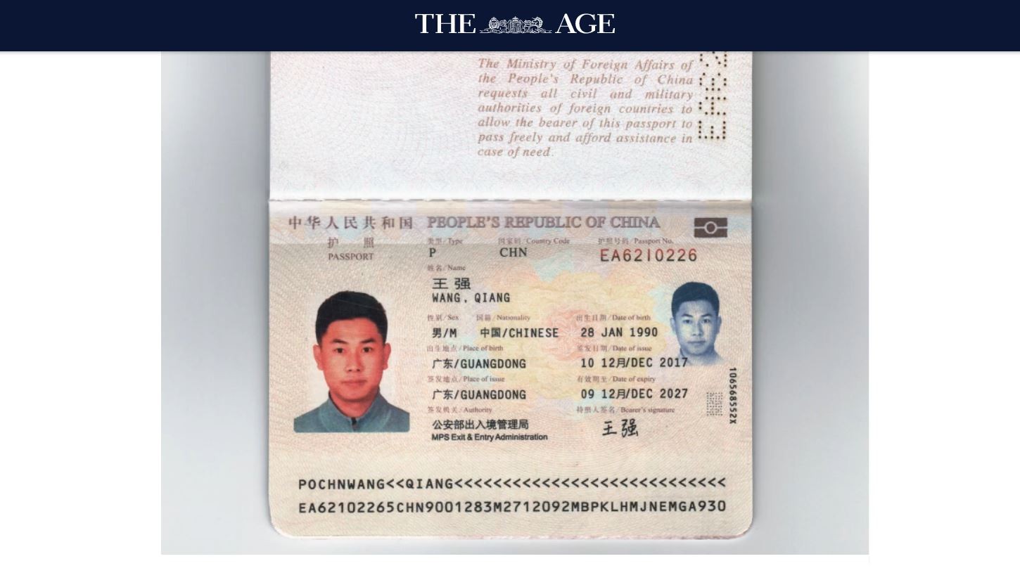 ▲▼王立強（Wang Liqiang）自稱是中國間諜，提供護照給澳洲媒體。（圖／翻攝自The Age）