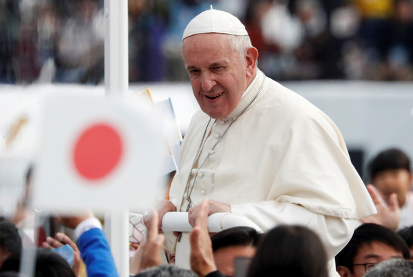 ▲▼ 天主教教宗方濟各（Pope Francis）出訪日本。（圖／路透）