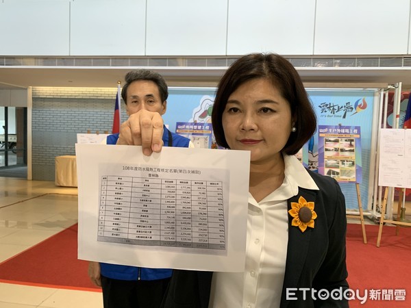 ▲雲林縣長張麗善出示公文指出，建立友善優質的學習環境及安全、標準的運動場域是縣府的責任，2019度縣府向中央爭取到3億913萬2,120元的經費，其中中央補助2億 8,224萬8,308元，縣府配合款2,688萬3,812元。（圖／記者蔡佩旻攝）