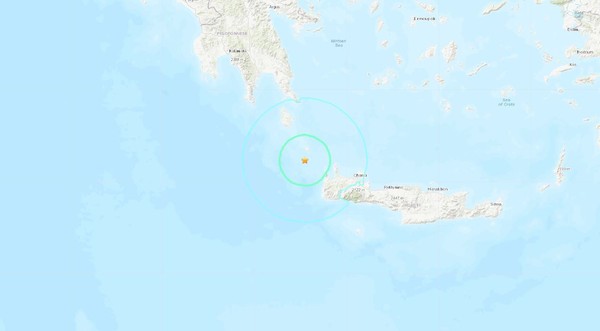 ▲▼希臘克里特島外海發生規模6.0地震。（圖／翻攝自USGS）
