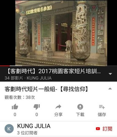 ▲桃園客家短片得獎作品，訂閱及觀看數字顯示，成效不佳。（圖／翻攝自網路） 