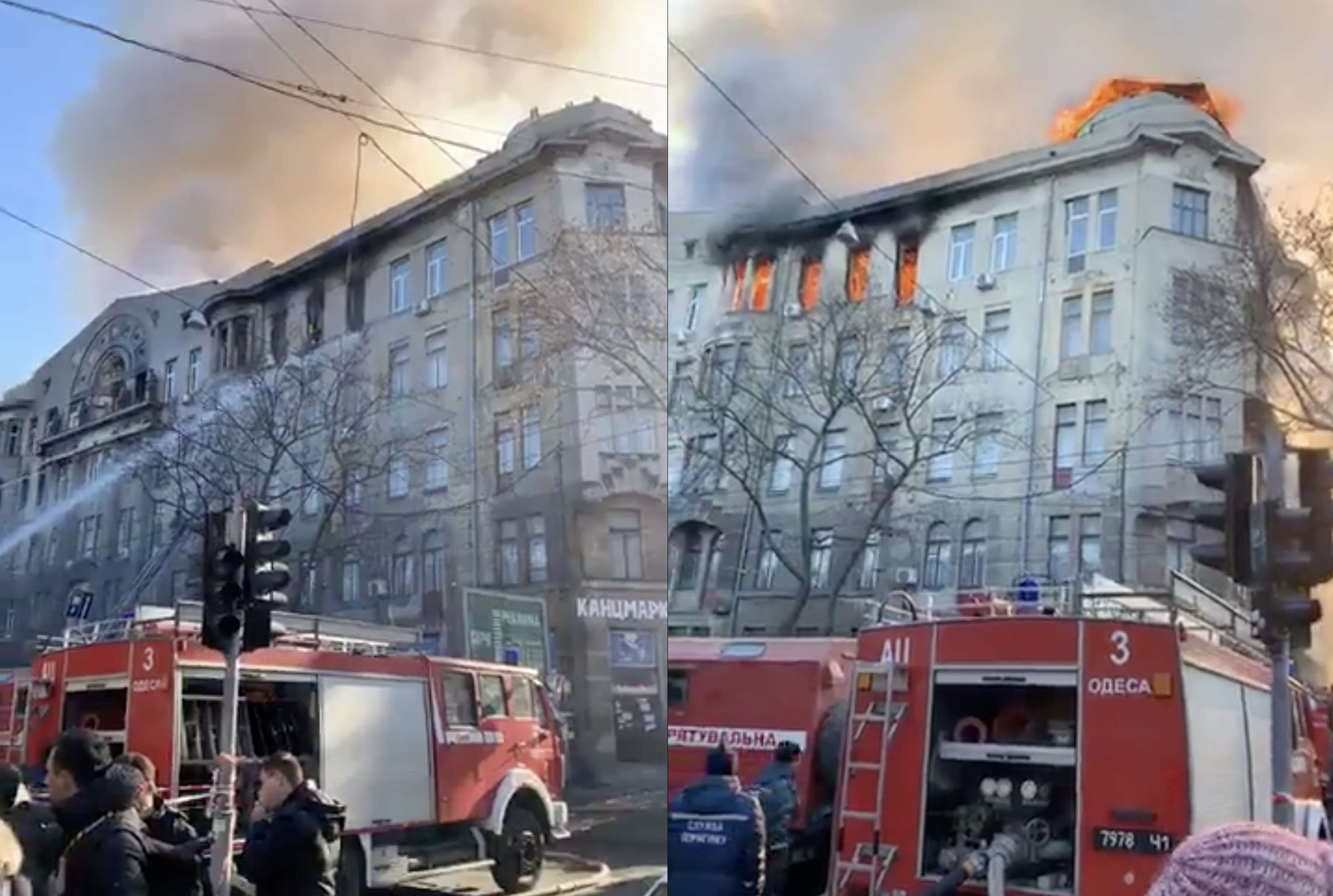 ▲烏克蘭大學起火。（圖／路透）