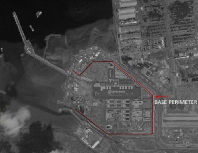 ▲▼衛星影像顯示，解放軍駐吉布地保障基地的軍用碼頭建設接近完工。（圖／翻攝自微博／河婆Jason007）
