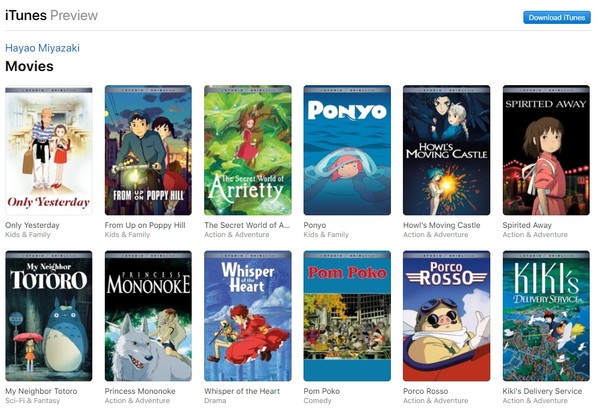 ▲▼iTunes Store搶先上架《神隱少女》等14片吉卜力動畫電影。（圖／取自蘋果官網）