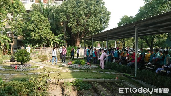 ▲護理之家長者鮮少走出戶外，透過活動看到不同景色，聽到蟲鳴鳥叫、嗅到不同花香及青草味等「五感」體驗，除了活化身體機能亦能改善情緒狀況。（圖／記者蔡佩旻攝）