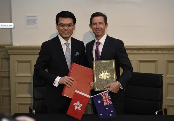 ▲香港與澳洲自由貿易協定和投資協定於2020年1月生效。（圖／翻攝自香港特別行政區政府）