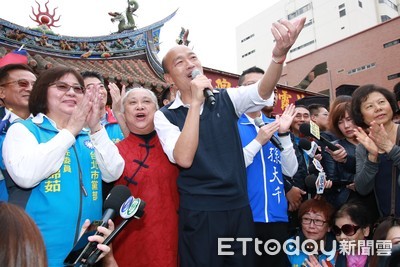 影／韓國瑜參香擠爆迪化街　廟方喊「I love U」：愛情產業鏈要跟城隍廟合作！