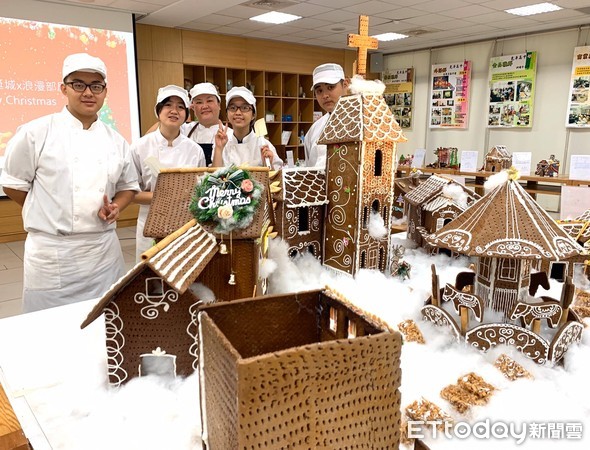 ▲台南市光華高中餐旅群師生，運用薑餅屋的概念搞創意，為90週年校慶注入滿滿的幸福感。（圖／記者林悅翻攝，下同）
